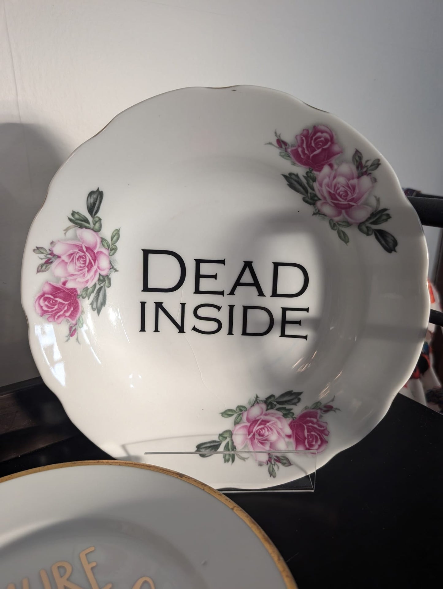 Decorative Vintage Plate, Dead Inside, Funny Gift, Funny Home Decor, Vintage China