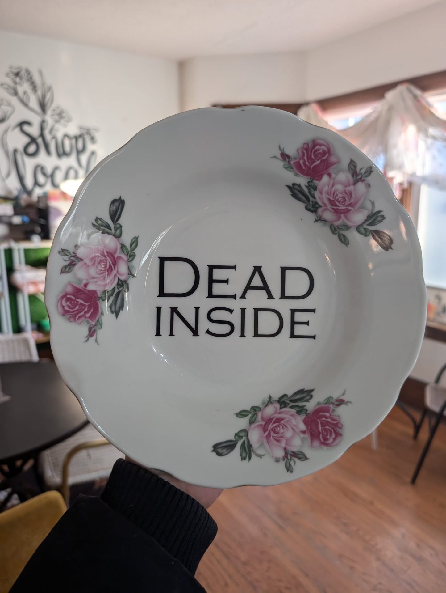 Decorative Vintage Plate, Dead Inside, Funny Gift, Funny Home Decor, Vintage China