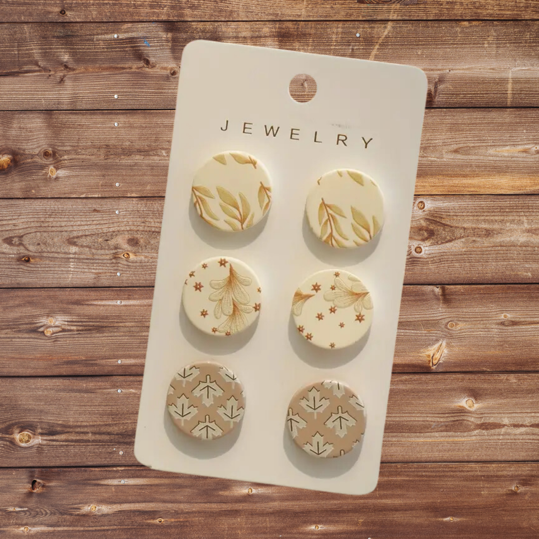 Circle Stud Earrings One Set