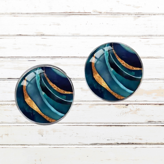 Blue Acrylic Swirl Earrings