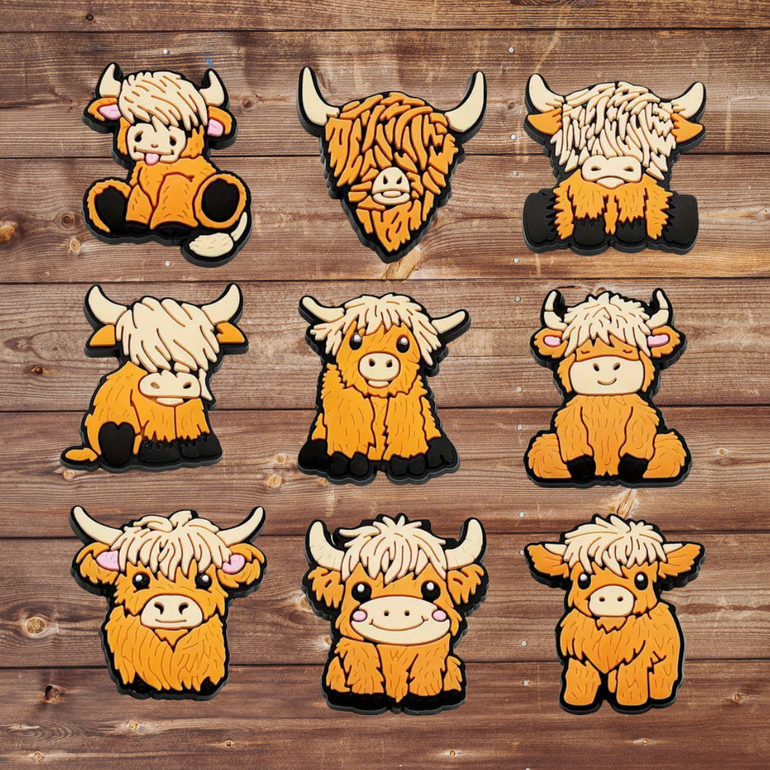 Highland Cow Croc Charms