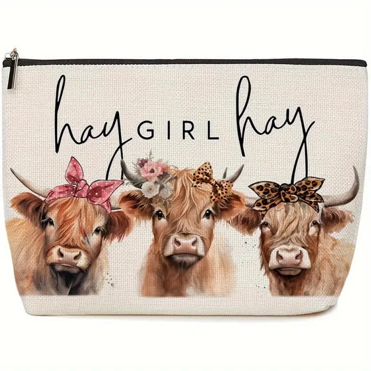 Highland Cow Makeup Bag